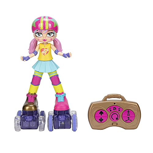 JAKKS Pacific Rock N Rollerskate Doll Rainbow Riley Light Up Remote Control Rollerskating Doll   Plays Music and Skates   10 H