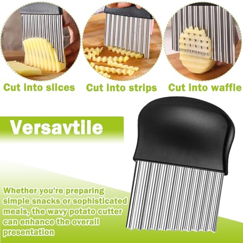 JAYVAR Crinkle Cutter  French Fry Cutter for Potatoes Stainless Steel Potato Carrot Chip Vegetable Crinkle Wavy Slicer