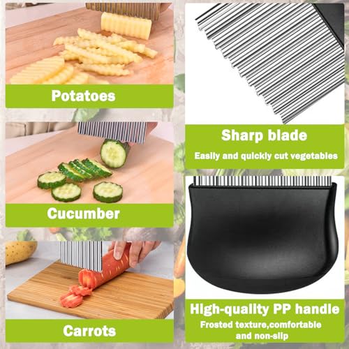 JAYVAR Crinkle Cutter  French Fry Cutter for Potatoes Stainless Steel Potato Carrot Chip Vegetable Crinkle Wavy Slicer