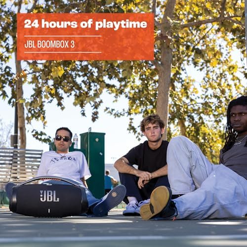 JBL Boombox 3 Black Portable Bluetooth Speaker with Massive Sound  Deepest Bass  IPX7 Waterproof  24H Playtime  PartyBoost