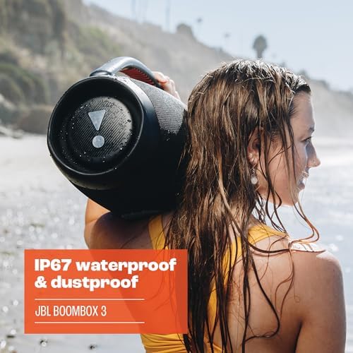 JBL Boombox 3 Black Portable Bluetooth Speaker with Massive Sound  Deepest Bass  IPX7 Waterproof  24H Playtime  PartyBoost