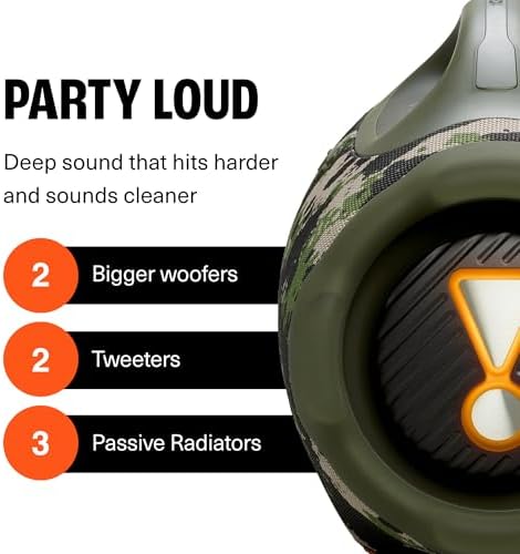JBL Boombox 4   Most Powerful Portable Waterproof Speaker with Massive Pro Sound  Up to 34 Hours of Playtime  & Multi Speaker Connection by Auracast   Squad 