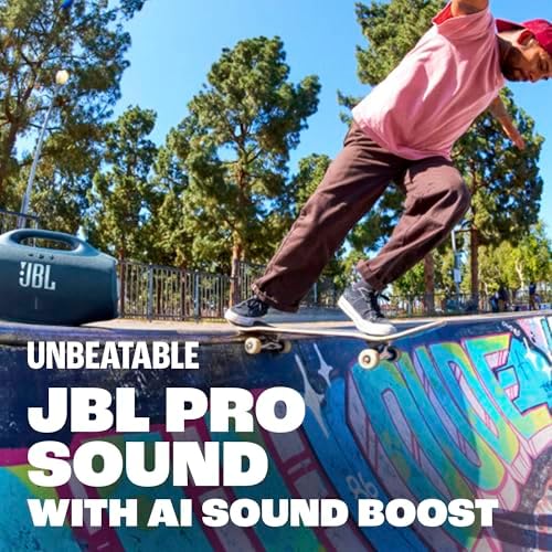 JBL Boombox 4   Most Powerful Portable Waterproof Speaker with Massive Pro Sound  Up to 34 Hours of Playtime  & Multi Speaker Connection by Auracast   Black 
