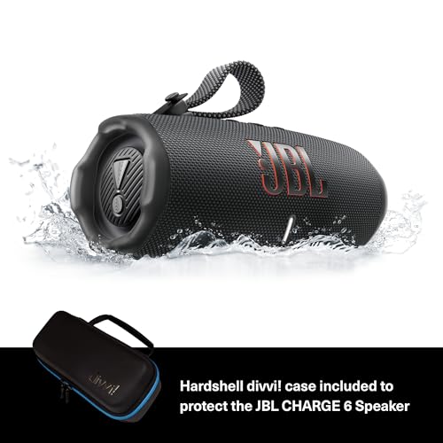 JBL Charge 6  Black    Bundle with divvi  Protective Hardshell Case  Black