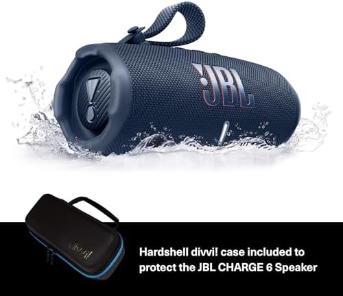 JBL Charge 6  Black    Bundle with divvi  Protective Hardshell Case  Black