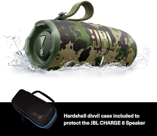 JBL Charge 6  Black    Bundle with divvi  Protective Hardshell Case  Black