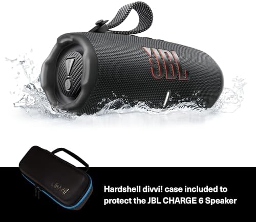 JBL Charge 6  Black    Bundle with divvi  Protective Hardshell Case  Black