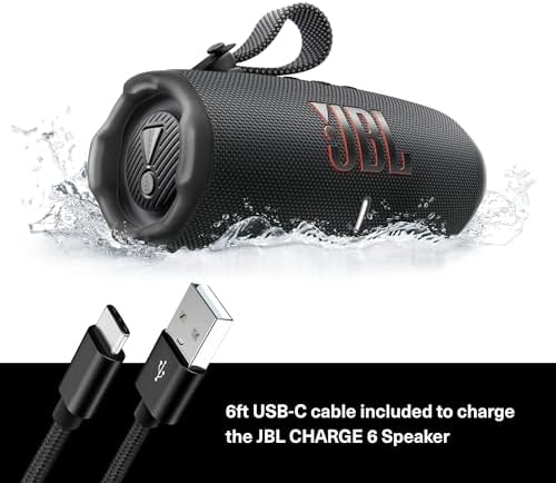 JBL Charge 6  Black    Bundle with USB C Braided Cable