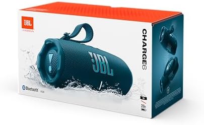 JBL Charge 6   Portable Waterproof & Drop Proof Bluetooth Speaker  Bold JBL Pro Sound with AI Sound Boost  28Hrs of Playtime  Built in powerbank & Comes with a Sturdy/Removable Carrying Strap  Blue