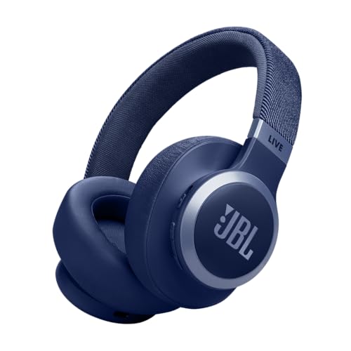 JBL Live 770NC   Wireless Over Ear Headphones with True Adaptive Noise Cancelling with Smart Ambient  Up to 65 Hours of Battery Life  Comfort fit Fabric Headband & Carrying Pouch  Blue