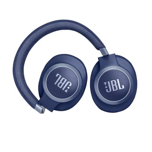 JBL Live 770NC   Wireless Over Ear Headphones with True Adaptive Noise Cancelling with Smart Ambient  Up to 65 Hours of Battery Life  Comfort fit Fabric Headband & Carrying Pouch  Blue
