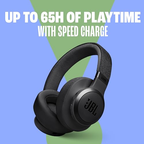 JBL Live 770NC   Wireless Over Ear Headphones with True Adaptive Noise Cancelling with Smart Ambient  Up to 65 Hours of Battery Life  Comfort fit Fabric Headband & Carrying Pouch  Black 
