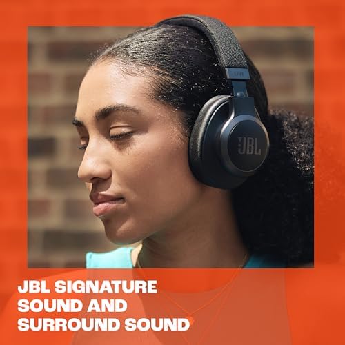 JBL Live 770NC   Wireless Over Ear Headphones with True Adaptive Noise Cancelling with Smart Ambient  Up to 65 Hours of Battery Life  Comfort fit Fabric Headband & Carrying Pouch  Black 