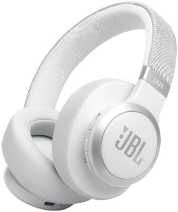 JBL Live 770NC   Wireless Over Ear Headphones with True Adaptive Noise Cancelling with Smart Ambient  Up to 65 Hours of Battery Life  Comfort fit Fabric Headband & Carrying Pouch  Black 