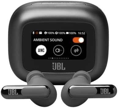 JBL Live Beam 3   True Wireless Noise Cancelling Stick Closed Earbuds  48Hrs Total Playback  Wireless Charging  6 Mics for Perfect Calls  Multi Point Connection  IP55 Waterproof and dustproof  Black 