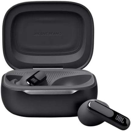 JBL Live Beam 3   True Wireless Noise Cancelling Stick Closed Earbuds  48Hrs Total Playback  Wireless Charging  6 Mics for Perfect Calls  Multi Point Connection  IP55 Waterproof and dustproof  Black 