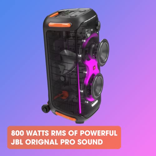 JBL PartyBox 710  Party Speaker with Powerful Sound  Built in Lights and Extra Deep Bass  IPX4 Splash Proof  App/Bluetooth Connectivity  Made for Everywhere a Handle Wheels  Black