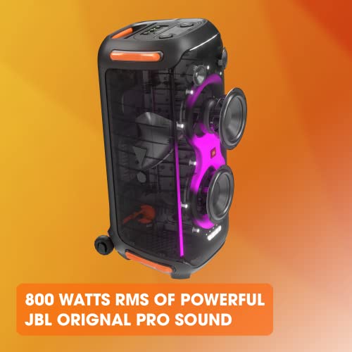 JBL PartyBox 710  Party Speaker with Powerful Sound  Built in Lights and Extra Deep Bass  IPX4 Splash Proof  App/Bluetooth Connectivity  Made for Everywhere a Handle Wheels  Black