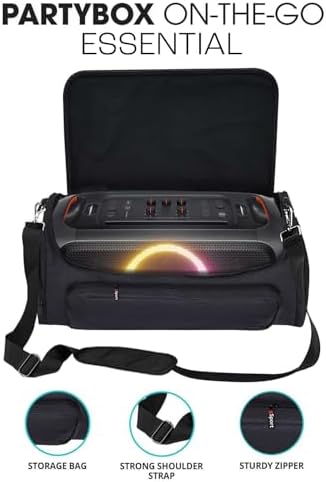 JBL PartyBox On The Go Essential   Portable Party Speaker with Built in Lights and Wireless mic  Amazing Pro Sound  IPX4 splashproof Protection  6 Hours of Playtime  Convenient Shoulder Strap