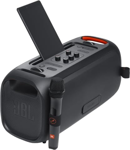 JBL PartyBox On The Go Essential   Portable Party Speaker with Built in Lights and Wireless mic  Amazing Pro Sound  IPX4 splashproof Protection  6 Hours of Playtime  Convenient Shoulder Strap