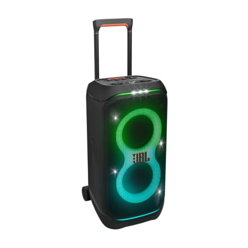 JBL PartyBox Stage 320 - Altavoz portátil para fiestas con mango telescópico y ruedas anchas y resistentes, potente sonido JBL Pro, espectáculo de luces futurista, hasta 18 horas de tiempo de juego, a