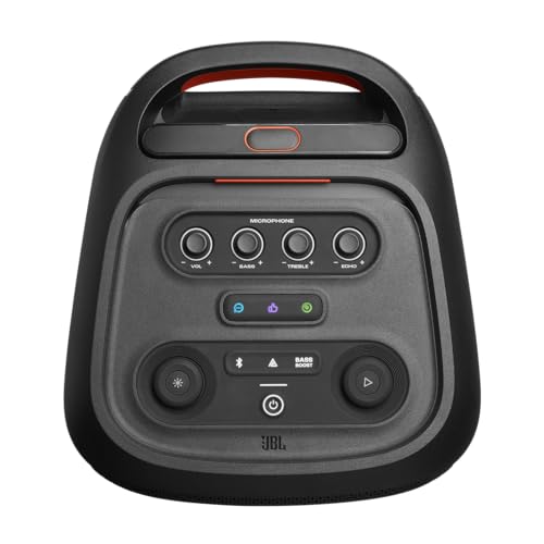 JBL PartyBox Stage 320 - Altavoz portátil para fiestas con mango telescópico y ruedas anchas y resistentes, potente sonido JBL Pro, espectáculo de luces futurista, hasta 18 horas de tiempo de juego, a