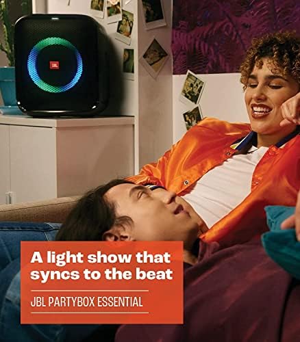 JBL Partybox Encore Essential  100W Sound  Built in Dynamic Light Show  and Splash Proof Design  Black