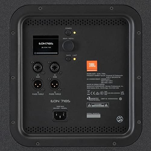 JBL Professional EON718S Subwoofer PA alimentado con Bluetooth, 18 pulgadas, eléctrico con cable, negro