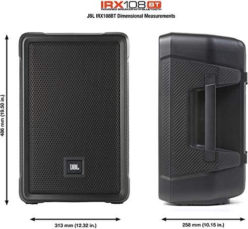 JBL Professional IRX108BT Powered PA Speaker  Portable Loudspeaker with Bluetooth  8 Inch Woofer  1300 Watt  Mobile DJ  Musicians  Small Venues  Ceremonies and Sports Events  Black
