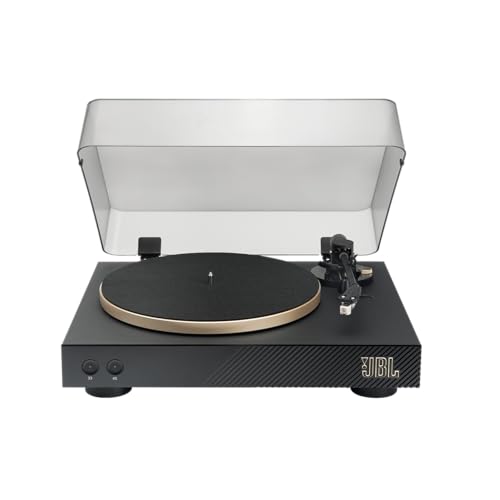 JBL Spinner BT - Bluetooth con tocadiscos AptX-HD™, componentes, carcasa extraíble, bandeja de aluminio y transmisión por correa, cartucho de imán móvil preinstalado (negro)