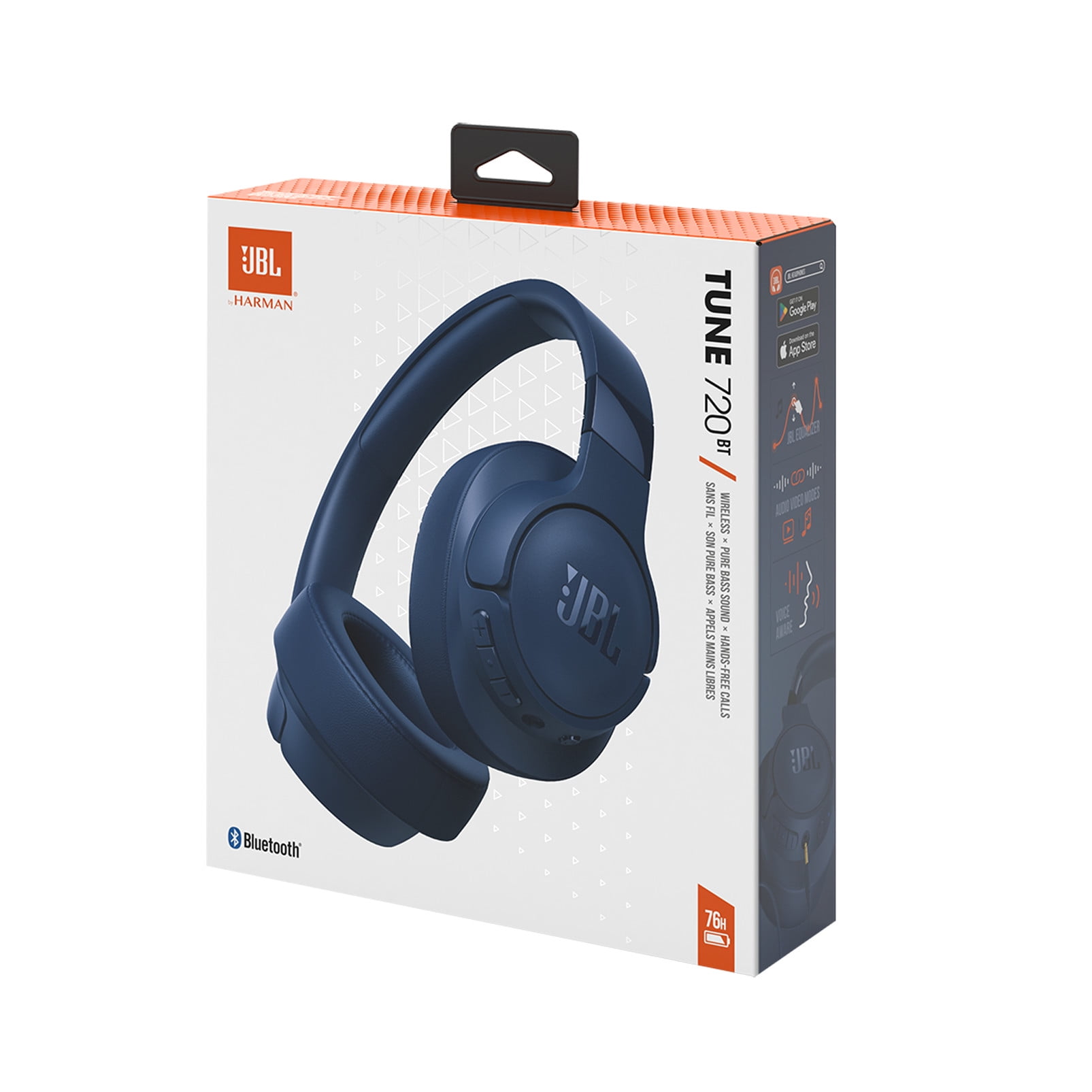 JBL Tune 720BT - Audífonos Inalámbricos sobre la Oreja - Audífonos Inalámbricos sobre la Oreja con Sonido JBL Pure Bass - Azul