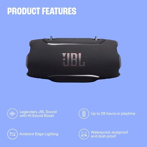 JBL Xtreme 5   Portable Waterproof Speaker with Massive Legendary JBL Sound  Ambient Edge Lighting  Convenient Shoulder Strap  Supports Lossless USB C Audio  Built in powerbank & Auracast   Squad