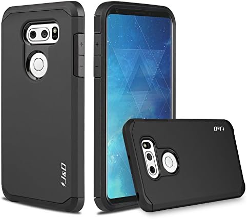 J&D Heavy Duty Dual Layer Hybrid Shock Proof Bumper Case for LG V35 ThinQ  Compatible with LG V35/V30S/V30S ThinQ/V30/V30 Plus  Rugged Protective Cover  Black