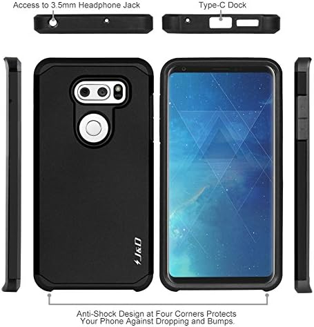 J&D Heavy Duty Dual Layer Hybrid Shock Proof Bumper Case for LG V35 ThinQ  Compatible with LG V35/V30S/V30S ThinQ/V30/V30 Plus  Rugged Protective Cover  Black