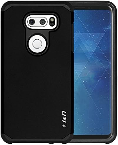 J&D Heavy Duty Dual Layer Hybrid Shock Proof Bumper Case for LG V35 ThinQ  Compatible with LG V35/V30S/V30S ThinQ/V30/V30 Plus  Rugged Protective Cover  Black