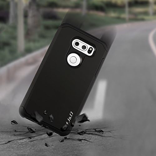 J&D Heavy Duty Dual Layer Hybrid Shock Proof Bumper Case for LG V35 ThinQ  Compatible with LG V35/V30S/V30S ThinQ/V30/V30 Plus  Rugged Protective Cover  Black