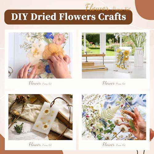 JFNoraiva Flower Press Kit 11   7 9 in Large Leaf Plant & Flower Press  Portable Bamboo Wooden Flower Preservation Kit  Includes Drying Plate & Lining Paper