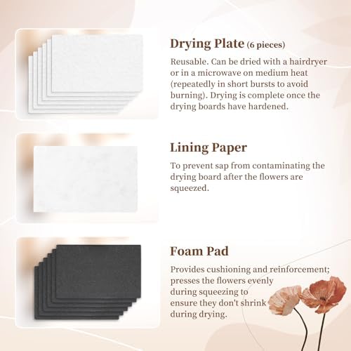 JFNoraiva Flower Press Kit 11   7 9 in Large Leaf Plant & Flower Press  Portable Bamboo Wooden Flower Preservation Kit  Includes Drying Plate & Lining Paper