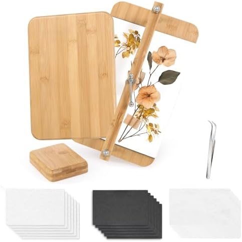 JFNoraiva Flower Press Kit 11   7 9 in Large Leaf Plant & Flower Press  Portable Bamboo Wooden Flower Preservation Kit  Includes Drying Plate & Lining Paper