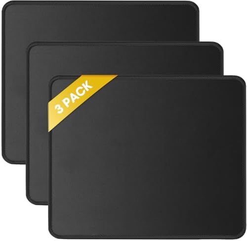JIKIOU 3 Pack Mouse Pad with Stitched Edge  Comfortable Mouse Pads with Non Slip Rubber Base  Washable Mousepads Bulk with Comfortable Cloth  Mouse Pads for Computers Laptop Mouse 10 2x8 3inch Black