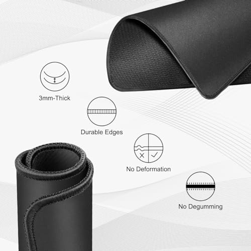 JIKIOU 3 Pack Mouse Pad with Stitched Edge  Comfortable Mouse Pads with Non Slip Rubber Base  Washable Mousepads Bulk with Comfortable Cloth  Mouse Pads for Computers Laptop Mouse 10 2x8 3inch Black