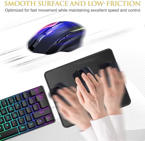 JIKIOU 3 Pack Mouse Pad with Stitched Edge  Comfortable Mouse Pads with Non Slip Rubber Base  Washable Mousepads Bulk with Comfortable Cloth  Mouse Pads for Computers Laptop Mouse 10 2x8 3inch Black