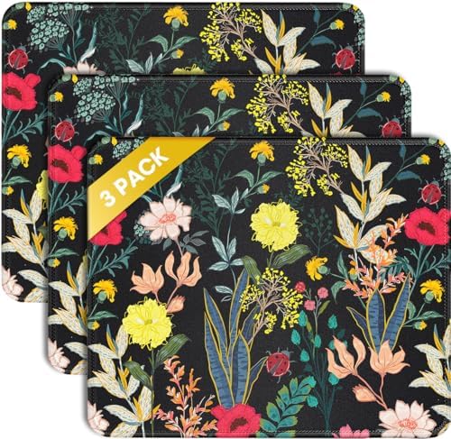 JIKIOU 3 Pack Mouse Pad with Stitched Edge  Comfortable Mouse Pads with Non Slip Rubber Base  Washable Mousepads Bulk with Comfortable Cloth  Mouse Pads for Computers Laptop Mouse 10 2x8 3inch Black