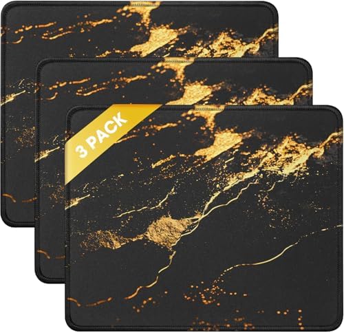 JIKIOU 3 Pack Mouse Pad with Stitched Edge  Comfortable Mouse Pads with Non Slip Rubber Base  Washable Mousepads Bulk with Comfortable Cloth  Mouse Pads for Computers Laptop Mouse 10 2x8 3inch Black