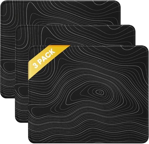JIKIOU 3 Pack Mouse Pad with Stitched Edge  Comfortable Mouse Pads with Non Slip Rubber Base  Washable Mousepads Bulk with Comfortable Cloth  Mouse Pads for Computers Laptop Mouse 10 2x8 3inch Black