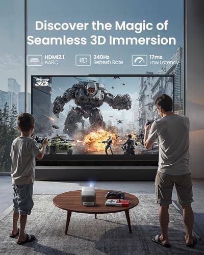 JMGO N1S 4K Smart Portable Projector  Triple Laser  1100 ISO Lumens  Gimbal Instant Auto Focus  Google TV  Netflix  110  BT 2020  Wi Fi 6  HDR10  10W Dolby Audio  Blu ray 3D  200 for Home