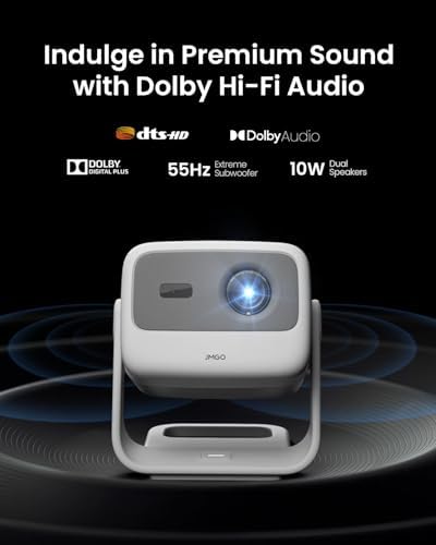 JMGO N1S 4K Smart Portable Projector  Triple Laser  1100 ISO Lumens  Gimbal Instant Auto Focus  Google TV  Netflix  110  BT 2020  Wi Fi 6  HDR10  10W Dolby Audio  Blu ray 3D  200 for Home