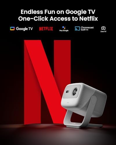 JMGO N1S GTV Portable Triple Laser Projector  1080P FHD  850 ISO Lumens  Official Netflix  HDR10  Gimbal Auto Image Correction  200 3D Home Theater Projector  2 5W Dolby Digital Speakers