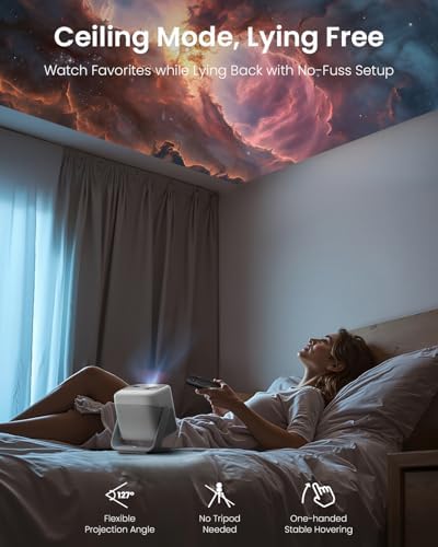 JMGO N1S GTV Portable Triple Laser Projector  1080P FHD  850 ISO Lumens  Official Netflix  HDR10  Gimbal Auto Image Correction  200 3D Home Theater Projector  2 5W Dolby Digital Speakers