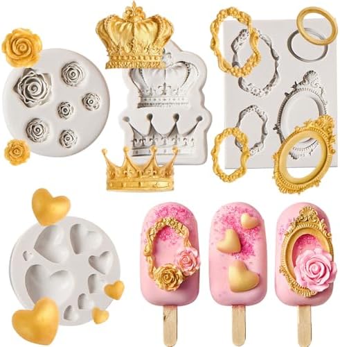 JOERSH 3PCS Baroque Silicone Molds Scroll Border Mold Baroque Clay Mold Fondant Molds for Wedding Birthday Cake Decorating  Chocolate  Sugar  Clay Crafts